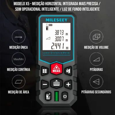 COMPRE 1 LEVE 2 + BRINDE — Trena Laser Digital De Alta Precisão Profissional X5 40m