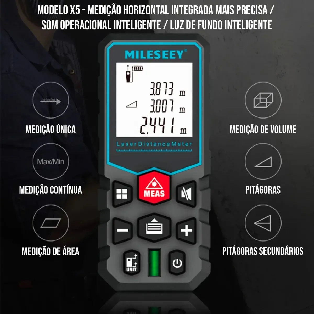 As seis funções de medição da trena X5