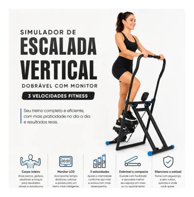 Simulador De Escada Vertical Dobrável Com Monitor 3 Funções