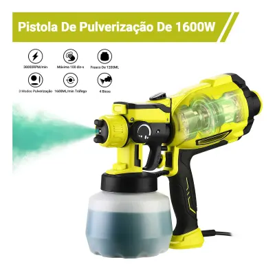 DESOON Pistola de Pintura Elétrica HVLP 800W
