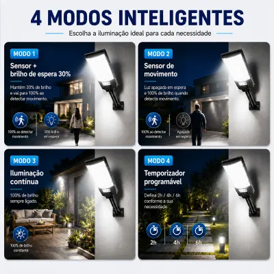 PAGUE 2 LEVE 4 - Kit 4 Luminárias Solares 500w Sensor Radar Ip65