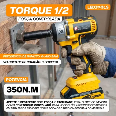 Kit Chave De Impacto A Bateria 60v 3/4 E 1/2 Pol K Nakasaki