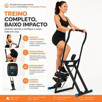Simulador De Escada Vertical Dobrável Com Monitor 3 Funções